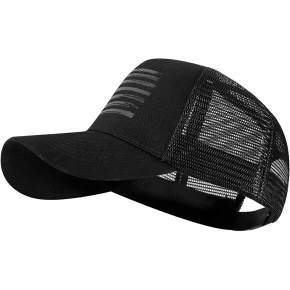 Black Baseball Cap American Flag Trucker Hat for Men Women 3D Embossed‎ Logo - Picture 5 of 7